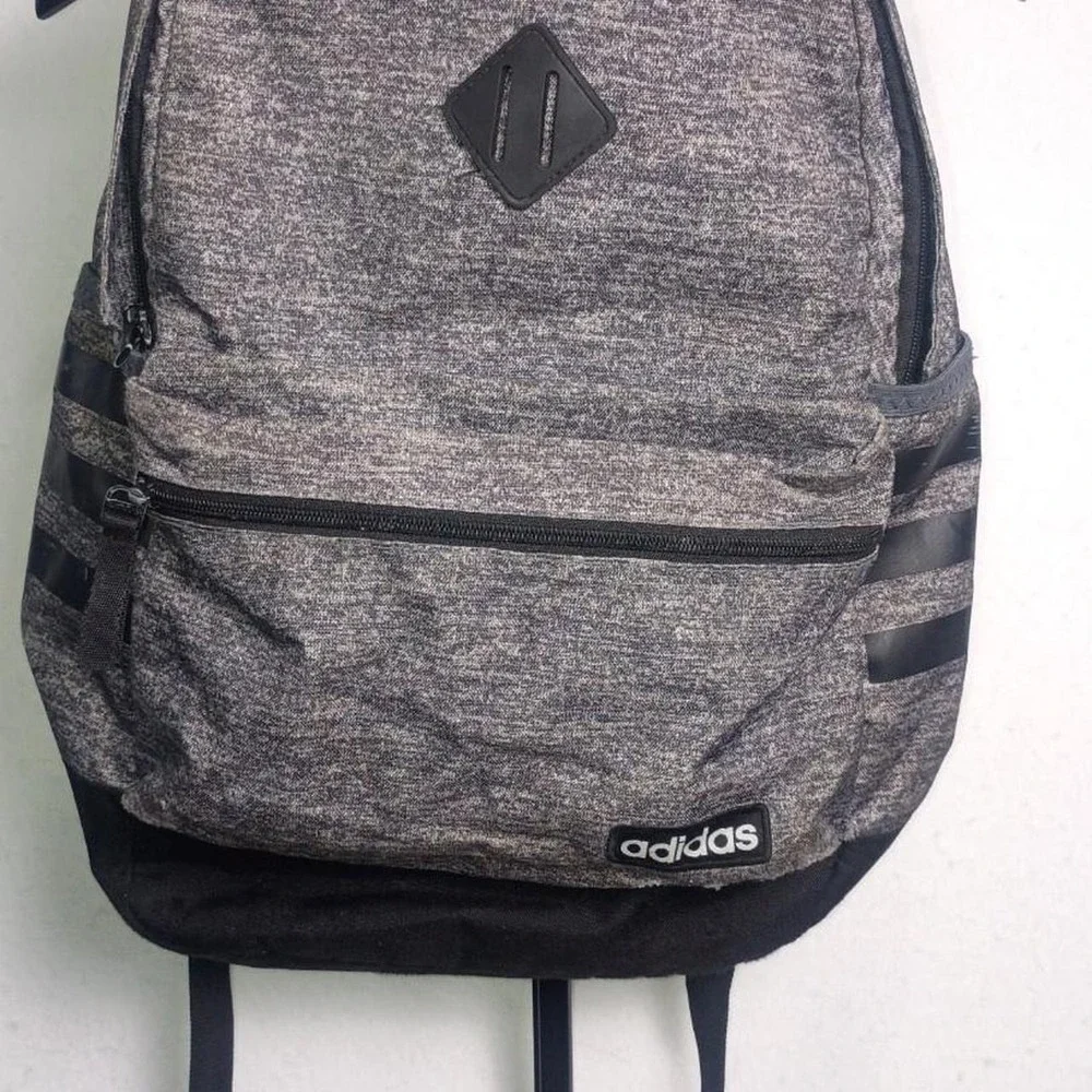 Adidas Backpack Kids OS Gray Good Heathered Black Stripes Sporty